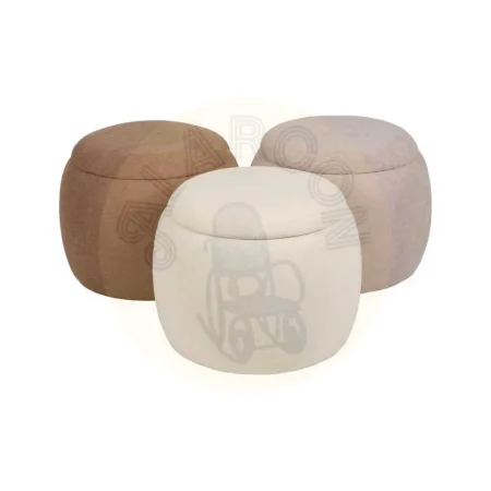 Puf baúl beige en DM y tejido 100% poliéster 55x55x43cm - Ixia - 614809IX - foto-secundaria-1