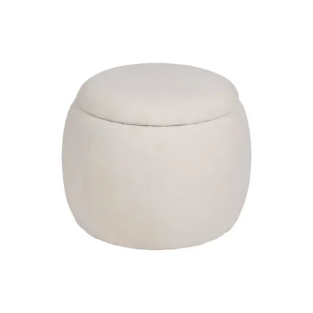 Puf baúl crema en DM y tejido 100% poliéster 55x55x43cm - Ixia - 614810IX - foto-blanco