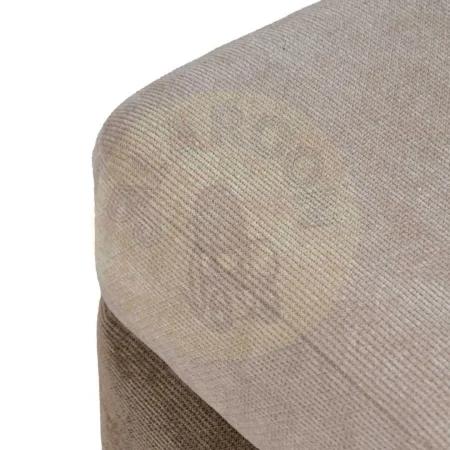 Puf beige y marrón en DM y tejido 100% poliéster con patas de pino 44x44x50cm - Ixia - 614811IX - foto-secundaria-1