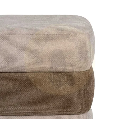 Puf beige y marrón en DM y tejido 100% poliéster con patas de pino 44x44x50cm - Ixia - 614811IX - foto-secundaria-2