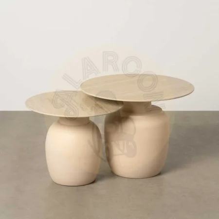 Set de 2 mesas auxiliares de metal y cerámica para salón 60x60x47cm - Ixia - 614844IX - foto-secundaria-10