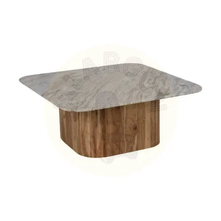 Set de 2 mesas de centro en madera y mármol para salón 100x100x41cm - Ixia - 614849IX - foto-secundaria-1