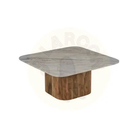 Set de 2 mesas de centro en madera y mármol para salón 100x100x41cm - Ixia - 614849IX - foto-secundaria-2