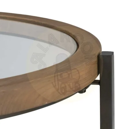 Set de 2 mesitas auxiliares en madera de abeto y hierro natural y negro 65x67x61cm - Ixia - 614969IX - foto-secundaria-3