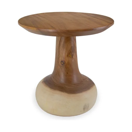 Mesa auxiliar en madera de suar natural hecha a mano - Moycor - 615005MYC - foto-blanco