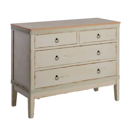 Cómoda natural crema en madera de abeto y DM con 4 cajones 115x45x90cm - Ixia - 615204IX - foto-blanco
