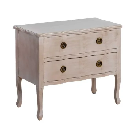 Mesita en madera de abeto marrón claro con cajones 80x38x65.50cm - Ixia - 615208IX - foto-blanco