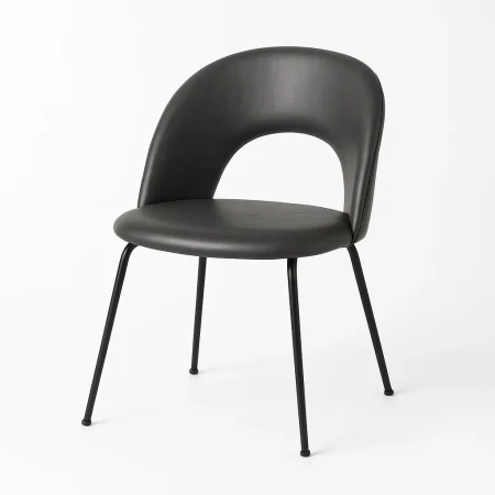 Silla gris de simil piel estilo contract con asiento acolchado y patas de hierro 49x60x81cm - Ixia - 615210IX - foto-blanco