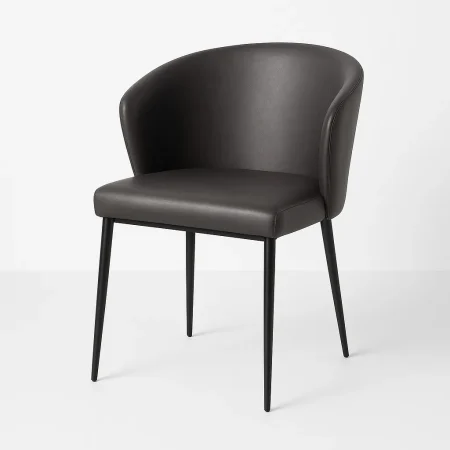 Silla tapizada en símil piel gris con patas de hierro 59x55x80cm - Ixia - 615212IX - foto-blanco