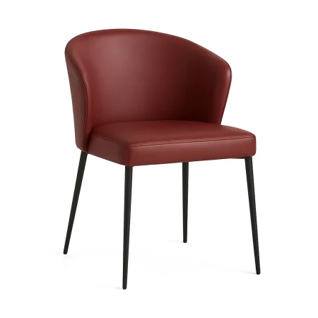 Silla tapizada en símil piel color vino patas de hierro 59x55x80cm - Ixia - 615213IX - foto-blanco