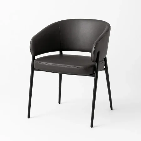 Silla en símil piel gris con patas de hierro y asiento acolchado 60x59x83cm - Ixia - 615214IX - foto-blanco