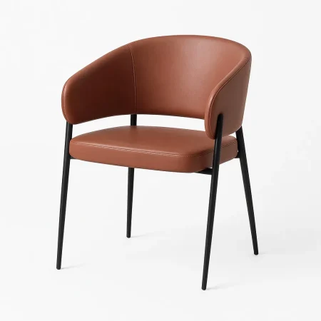 Silla tapizada en símil piel color vino con patas de hierro y relleno espuma D28 60x59x83cm - Ixia - 615215IX - foto-blanco