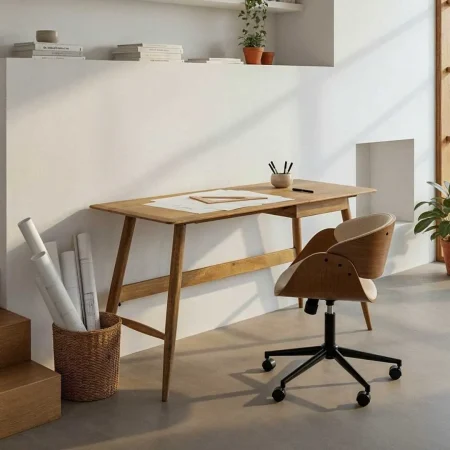 Escritorio de madera de mango para salón con cajón 150x55x75cm - Ixia - 615243IX - foto-blanco
