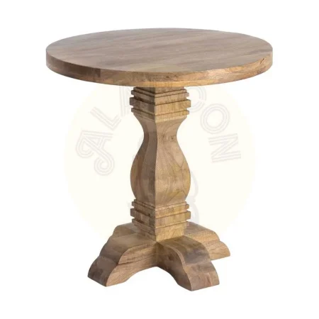Mesa auxiliar de madera de mango con tablero 4cm para salón 65x65x66cm - Ixia - 615244IX - foto-secundaria-7