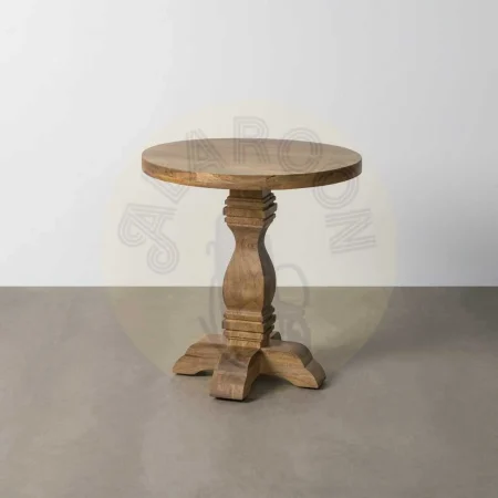 Mesa auxiliar de madera de mango con tablero 4cm para salón 65x65x66cm - Ixia - 615244IX - foto-secundaria-8