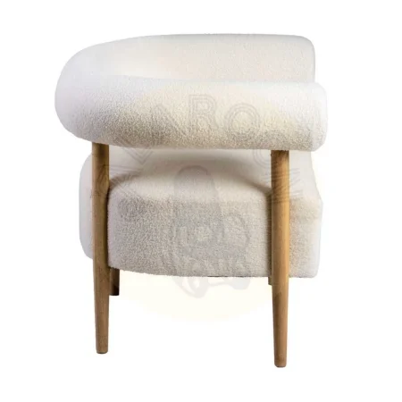 Sillón beige tapizado en tejido poliéster con estructura de plywood y patas de madera de caucho 80x67x69cm - Ixia - 615247IX - foto-secundaria-1