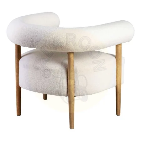 Sillón beige tapizado en tejido poliéster con estructura de plywood y patas de madera de caucho 80x67x69cm - Ixia - 615247IX - foto-secundaria-2