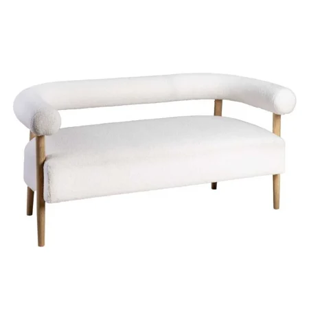 Sofá 2 plazas tapizado en tejido beige con patas de madera 143x67x69cm - Ixia - 615248IX - foto-blanco