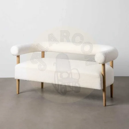 Sofá 2 plazas tapizado en tejido beige con patas de madera 143x67x69cm - Ixia - 615248IX - foto-secundaria-5