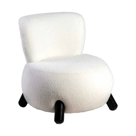 Sillón blanco y negro en tejido y madera con patas de caucho 73x75x74.50cm - Ixia - 615249IX - foto-blanco