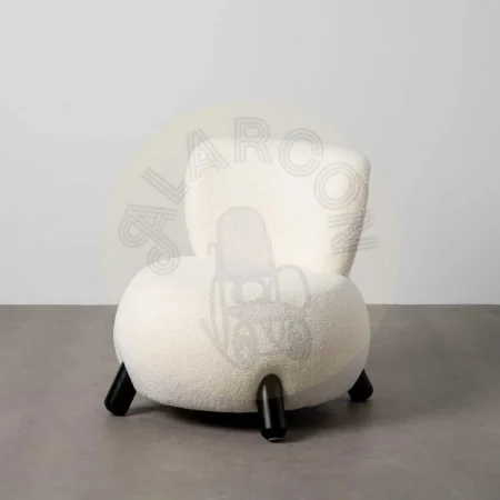 Sillón blanco y negro en tejido y madera con patas de caucho 73x75x74.50cm - Ixia - 615249IX - foto-secundaria-6