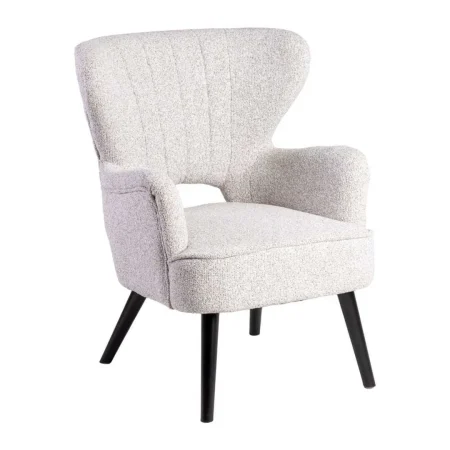 Sillón jaspeado crudo en tejido con patas de madera de caucho 70x74x90cm - Ixia - 615250IX - foto-blanco