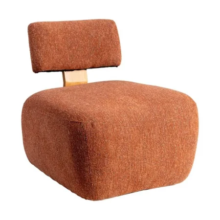 Sillón jaspeado teja en tejido poliéster con patas de madera de caucho y relleno foam PU 60x72x64.50cm - Ixia - 615253IX - foto-blanco