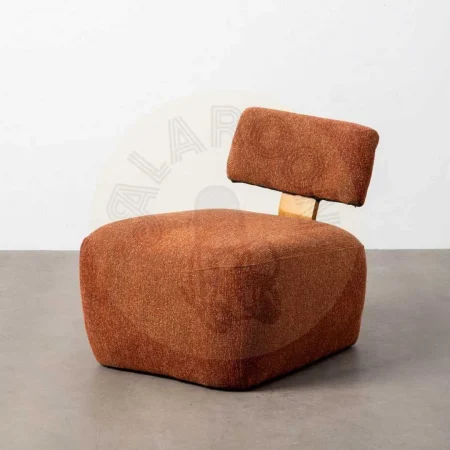 Sillón jaspeado teja en tejido poliéster con patas de madera de caucho y relleno foam PU 60x72x64.50cm - Ixia - 615253IX - foto-secundaria-5