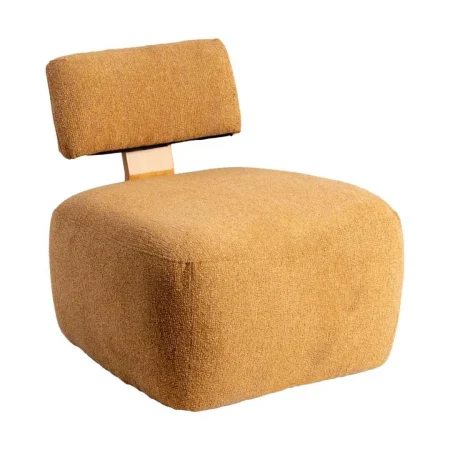 Sillón jaspeado mostaza tapizado en poliéster con patas de madera de caucho 60x72x64.50cm - Ixia - 615254IX - foto-blanco