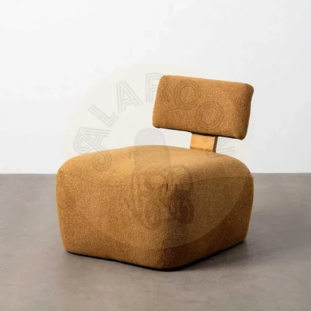 Sillón jaspeado mostaza tapizado en poliéster con patas de madera de caucho 60x72x64.50cm - Ixia - 615254IX - foto-secundaria-5
