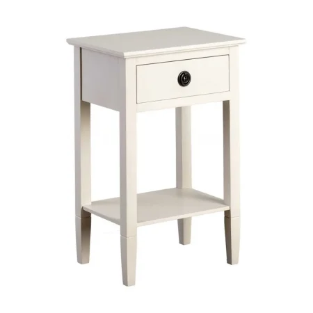 Mesita auxiliar gris claro en DM con cajón y estructura de pino 40x30x61cm - Ixia - 615272IX - foto-blanco