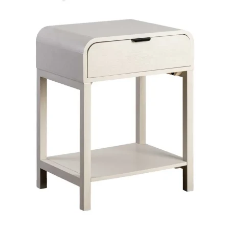Mesita gris claro en DM con cajón y patas de pino 48x35.50x61cm - Ixia - 615275IX - foto-blanco