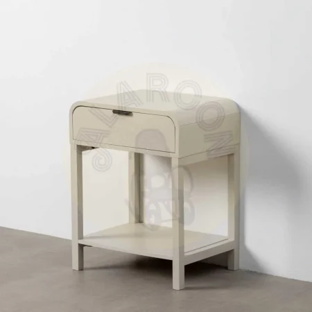 Mesita gris claro en DM con cajón y patas de pino 48x35.50x61cm - Ixia - 615275IX - foto-secundaria-4