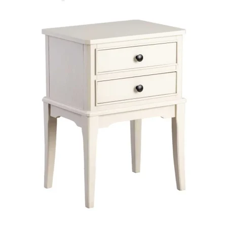 Mesita auxiliar gris claro en DM con cajón y estructura de pino 40.50x38x56cm - Ixia - 615277IX - foto-blanco