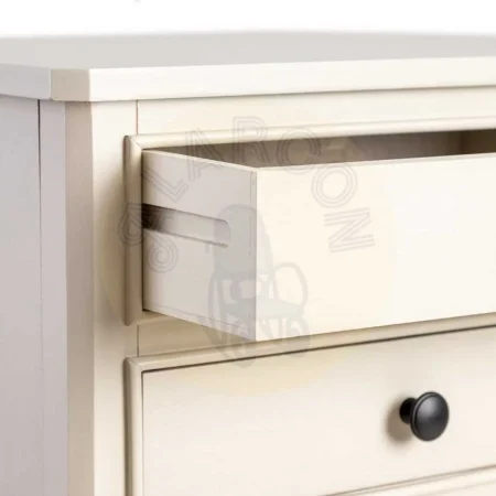 Mesita auxiliar gris claro en DM con cajón y estructura de pino 40.50x38x56cm - Ixia - 615277IX - foto-secundaria-1