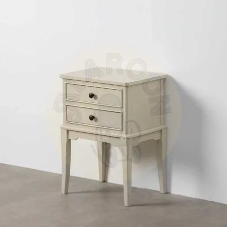 Mesita auxiliar gris claro en DM con cajón y estructura de pino 40.50x38x56cm - Ixia - 615277IX - foto-secundaria-5