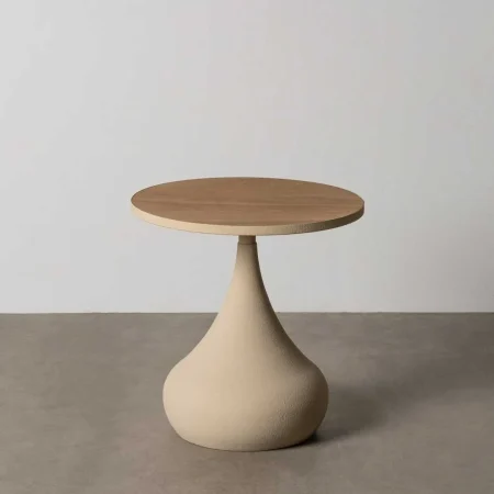 Mesita natural y crema en DM y hierro 45x45x43cm - Ixia - 615284IX - foto-blanco