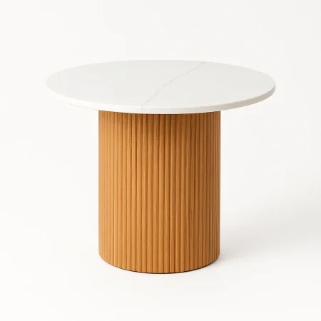 Mesa de comedor blanco natural en piedra sinterizada con patas de DM 110x110x76cm - Ixia - 615316IX - foto-blanco