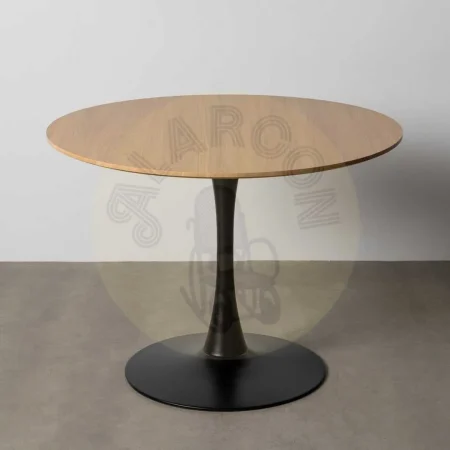 Mesa de comedor natural y negro en DM y metal 100x100x75cm - Ixia - 615320IX - foto-secundaria-7