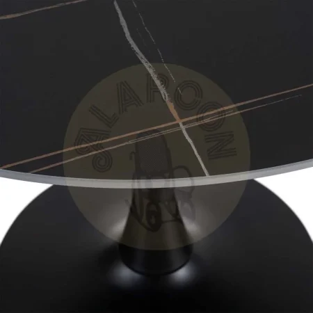 Mesa de comedor negra en piedra sinterizada con base de hierro 100x100x75cm - Ixia - 615321IX - foto-secundaria-1