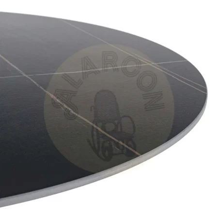 Mesa de comedor negra en piedra sinterizada con base de hierro 100x100x75cm - Ixia - 615321IX - foto-secundaria-2