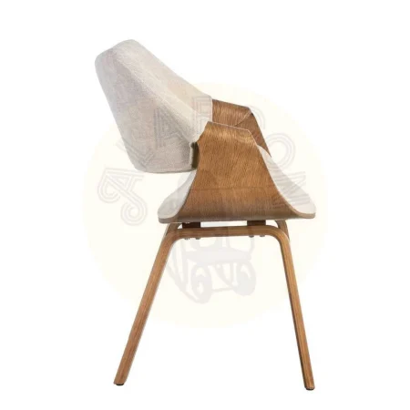 Silla tapizada crema y marrón en tejido y madera de haya 61x56x82cm - Ixia - 615339IX - foto-secundaria-1