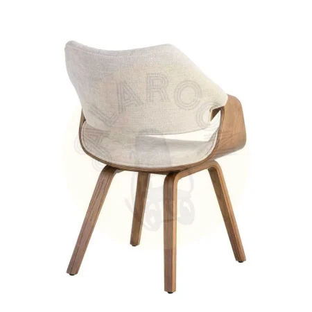 Silla tapizada crema y marrón en tejido y madera de haya 61x56x82cm - Ixia - 615339IX - foto-secundaria-2