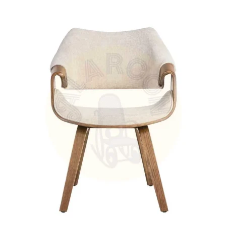 Silla tapizada crema y marrón en tejido y madera de haya 61x56x82cm - Ixia - 615339IX - foto-secundaria-3