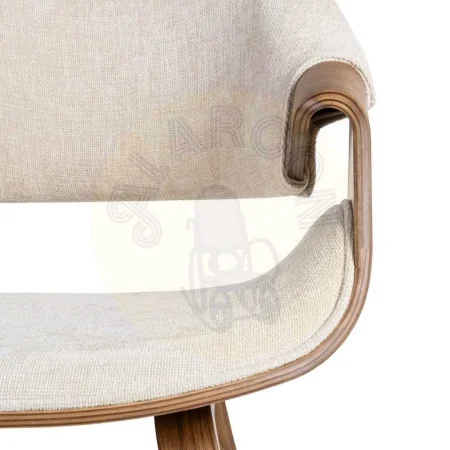 Silla tapizada crema y marrón en tejido y madera de haya 61x56x82cm - Ixia - 615339IX - foto-secundaria-5