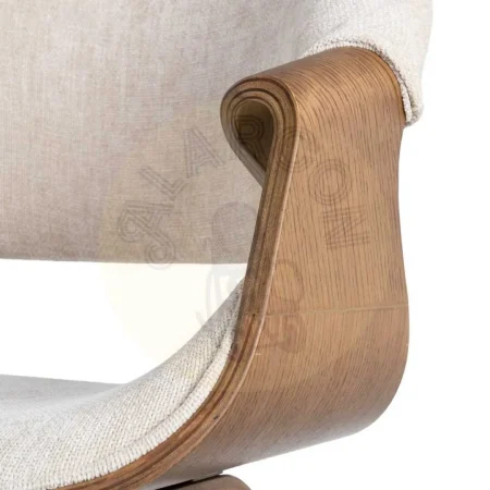 Silla tapizada crema y marrón en tejido y madera de haya 61x56x82cm - Ixia - 615339IX - foto-secundaria-7
