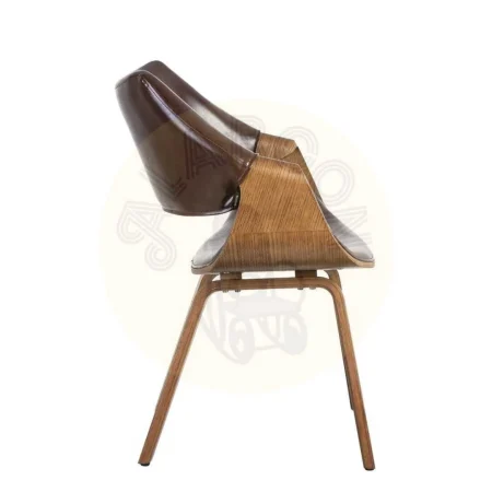 Silla marrón en madera y símil piel 61x56x82cm - Ixia - 615340IX - foto-secundaria-1