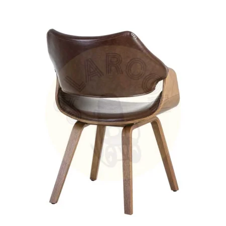 Silla marrón en madera y símil piel 61x56x82cm - Ixia - 615340IX - foto-secundaria-2