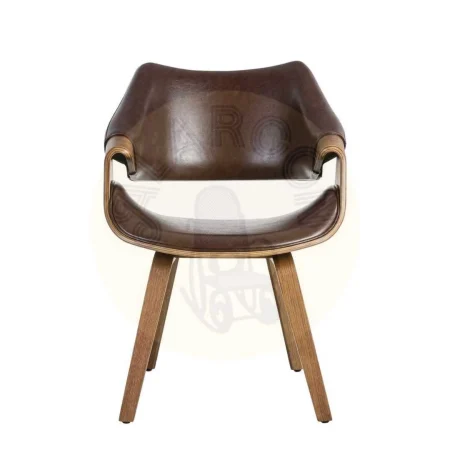 Silla marrón en madera y símil piel 61x56x82cm - Ixia - 615340IX - foto-secundaria-3