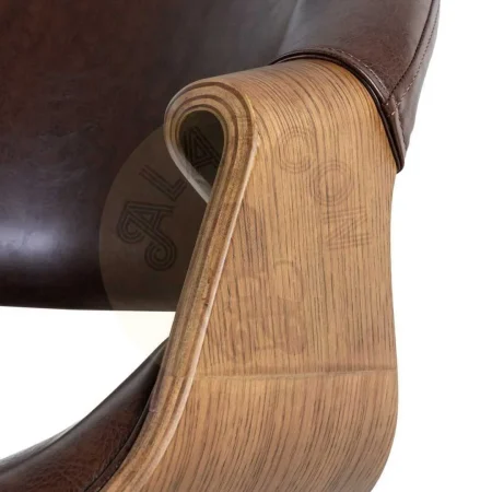 Silla marrón en madera y símil piel 61x56x82cm - Ixia - 615340IX - foto-secundaria-7